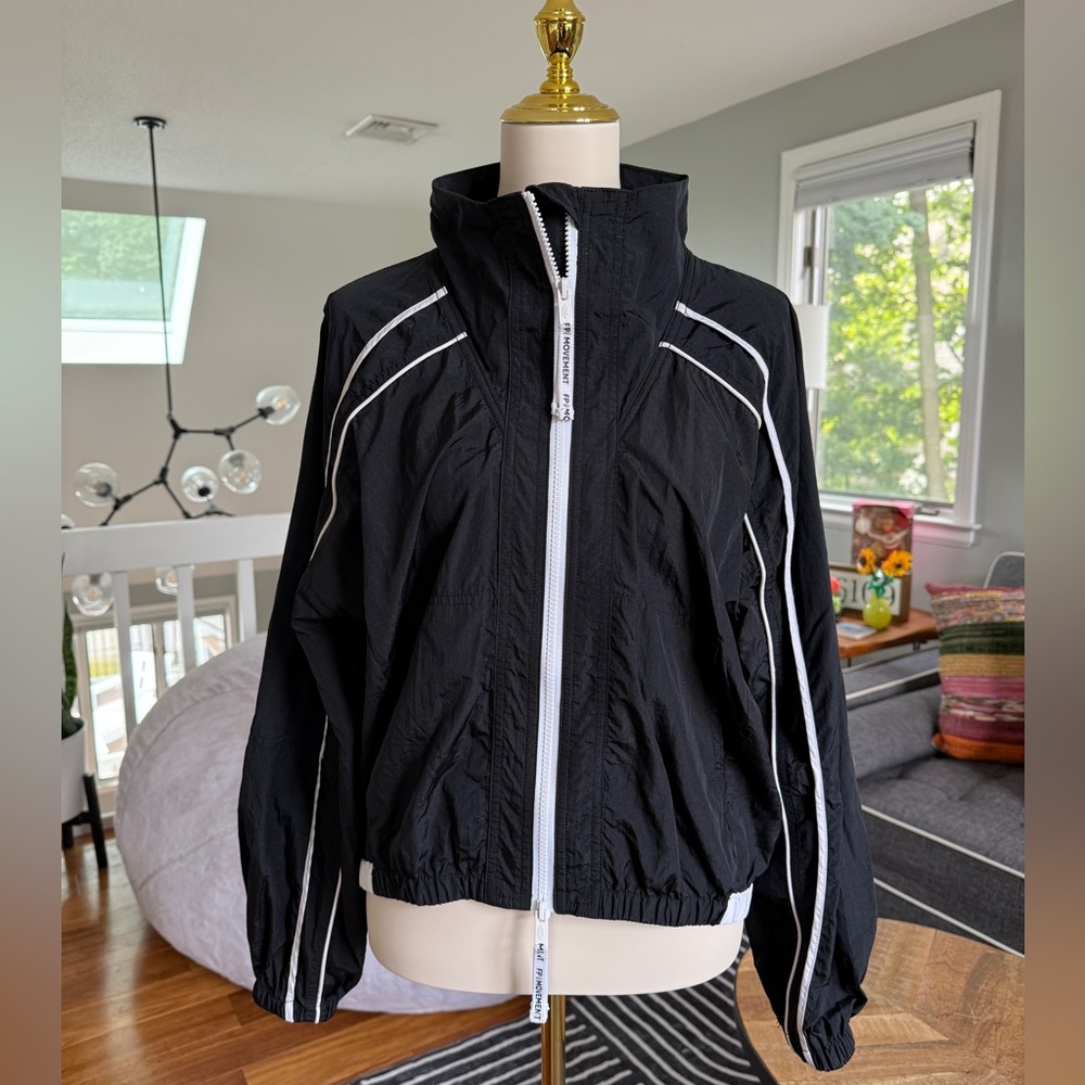 FP Movement Black Varsity Blue Jacket size medium